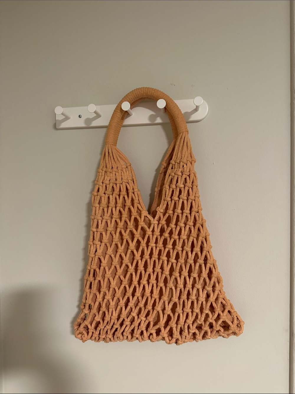 Danica Heirloom Knotted Net Tote Bag in Peach
